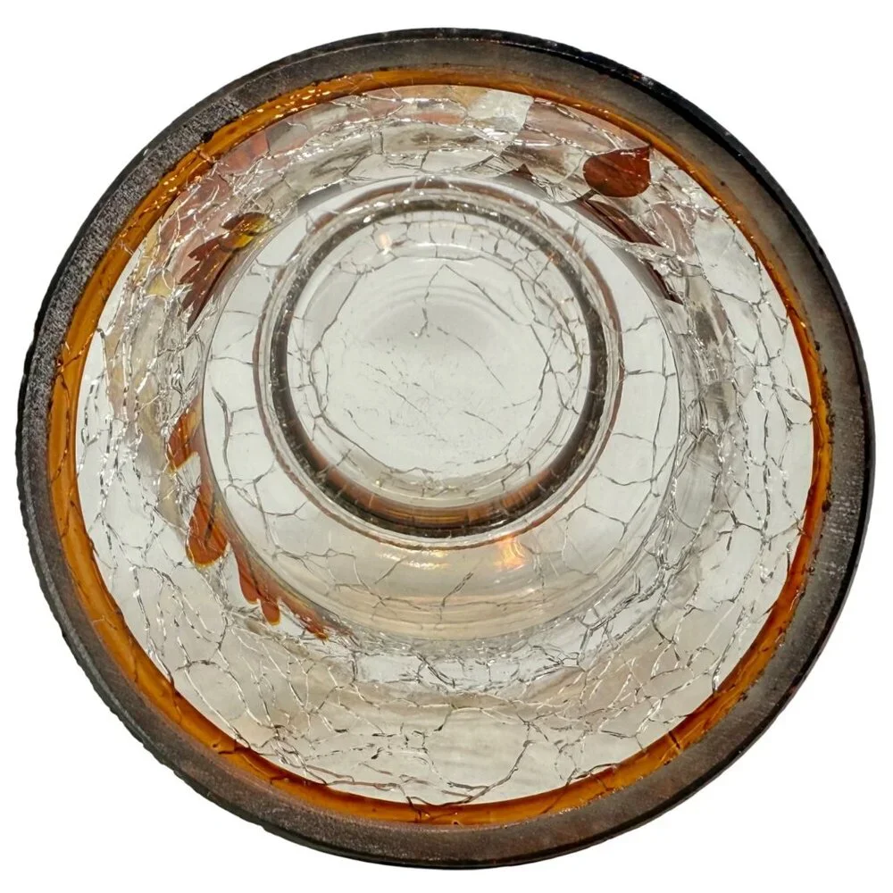 Set 3 Yankee Candle Pumpkin Fall Autumn‎ Crackle Glass Votive Candle Holders